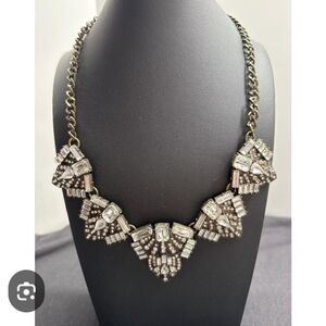 BaubleBar Statement Necklace NWT Crystal Starburst Floral Antique Gold Brass